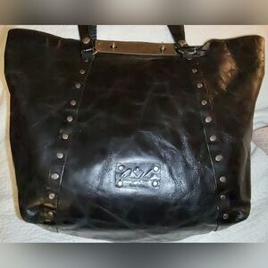 Patricia Nash Benvenuto Large Tote - Black Vegetable Tanned Leather